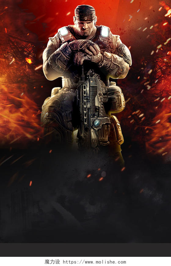 真人CS对战经典游戏主题比赛海报黑色背景素材